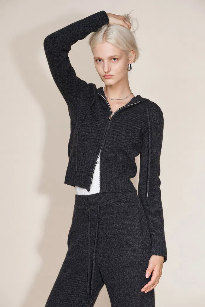 Vivi Hooded Fitted Cardigan in Merino Wool Knit