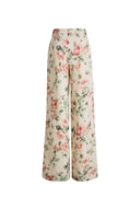 Pantalones de Pierna Ancha Penny Flora en Seda Morera