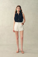 Barney A Line Cuffed  Cargo Short in Linen Blend
