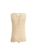 Beatrice 3D Floral Openwork Top in Linen Knit