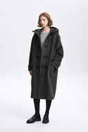 Nara Hand-Finished Horn Button Coat in Wool Melton