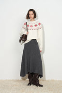 Laverna Fair Isle Rose Pattern Sweater in Alpaca Blend