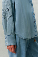 Vinetta Embroidered Shirt in Cotton-Linen Denim