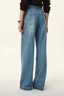 Raven Side Seams Wide Leg Jeans in Lightweight Cotton Denim