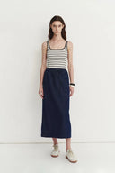 Liz Square Neck Body Con Sleeveless Tank Top in High-Stretch Ribbed Knit