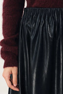 Emma Pleated Waist Leather Skirt in Faux Leather