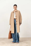 Yvette Single Breasted Double Pocket Trench Coat in Cotton