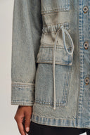 Veste safari à cordon de serrage Esme en denim coton