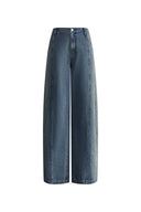 Paz Yellowish Baggy Washed Jeans in Cotton Denim