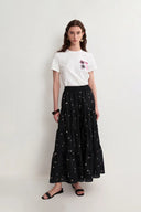 Emily Hand Beaded Sequin Embroidered Maxi Skirt in Beaded Wool Blend