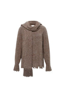 Maglione Virginia artigianale con sciarpa staccabile in filato bouclé misto