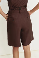 Victoria Bermuda-Shorts aus Leinen Fischgrätmuster