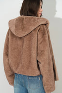 Rara Hooded Scarf Jacket in Faux Mink Fur