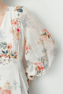 Whitney Watercolor Flora Long Sleeve Dress in Tencel-Ramie