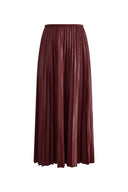 Lila Sun Pleated Leather Skirt in Faux Leather