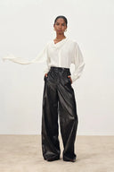 Charlotte Flowing Scarf Style Tie Blouse in Silk Satin