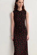 Blair Sleeveless Cheongsam Dress in Textured Mulberry Silk