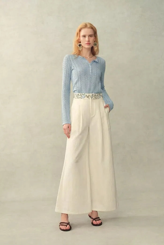 Barbara Scalloped Long Sleeve Top in Premium Cotton Knit