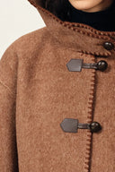 Carina Bestickter Kapuzen-Kurzmantel aus Merino-Alpaka-Twill