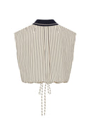 Nino Contrast Collar Sleeveless Shirt Top in Cotton Poplin
