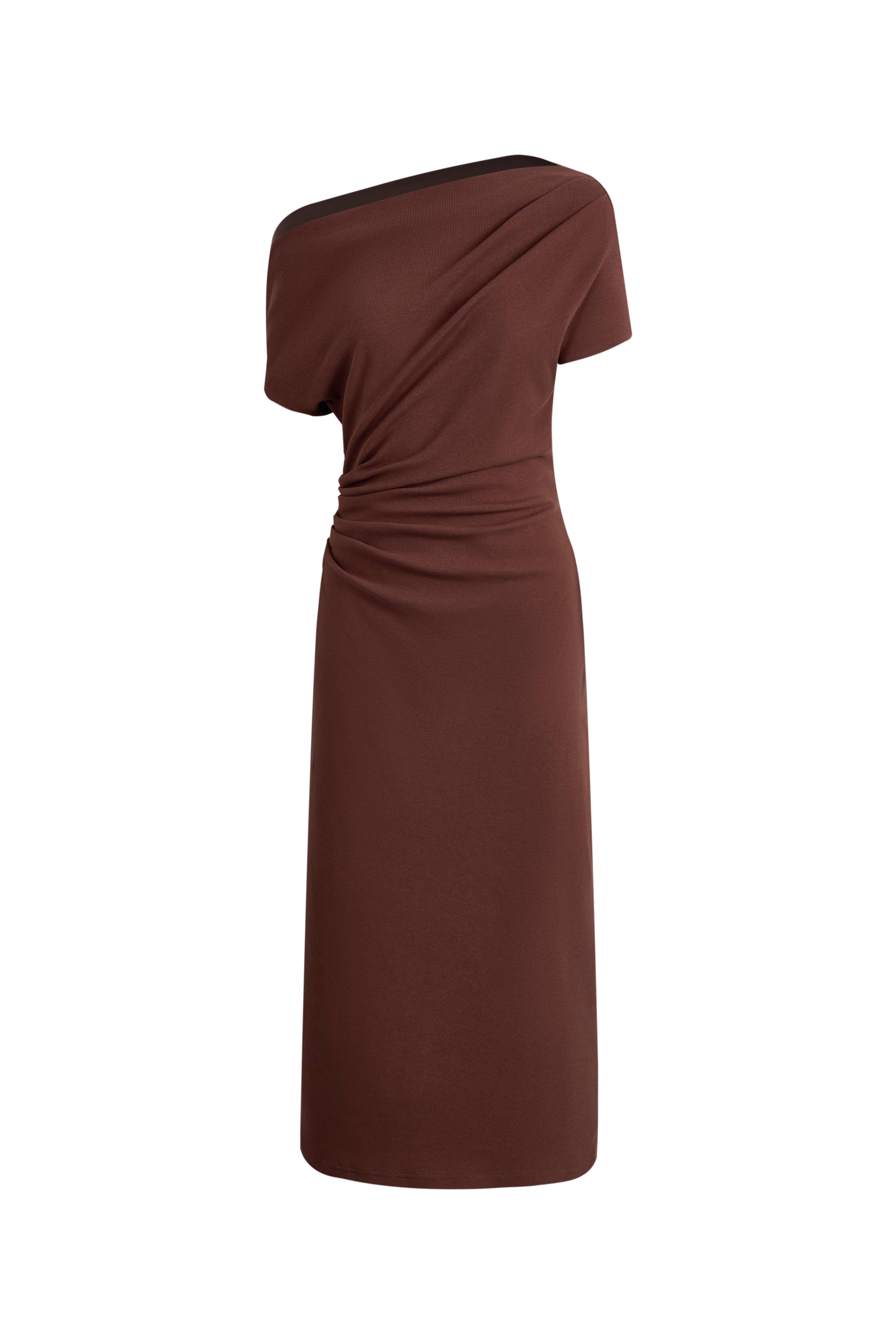 Hazel Asymmetric One Shoulder Dress in Cotton Blend XL