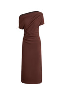 Hazel Asymmetric One Shoulder Dress in Cotton Blend