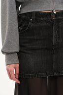 Riddle Denim and Semi Transparent Skirt Set in Thin Denim