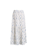 Elara Tailored Vintage Floral High Waist Skirt in Linen Blend