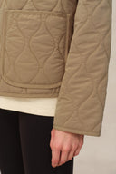 Olivia Khaki Cropped Lightweight Puffer Jacket in High-Density Water-Repellent Fabric