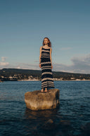 Cecilia Handcrafted Contrasting Crochet Skirt in Cotton-Linen Blend