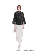 Stars Halstuchbluse aus Seiden-Crepe mit metallischen Akzenten