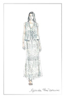 Grazia Heart Shaped Openwork Sleeveless Top and Skirt Set in Linen Blend