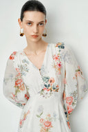 Robe à manches longues Whitney Watercolor Flora en Tencel-Rami