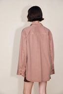 Adeline High Low Hem Cut Oversized Shirt in Lyocell Denim