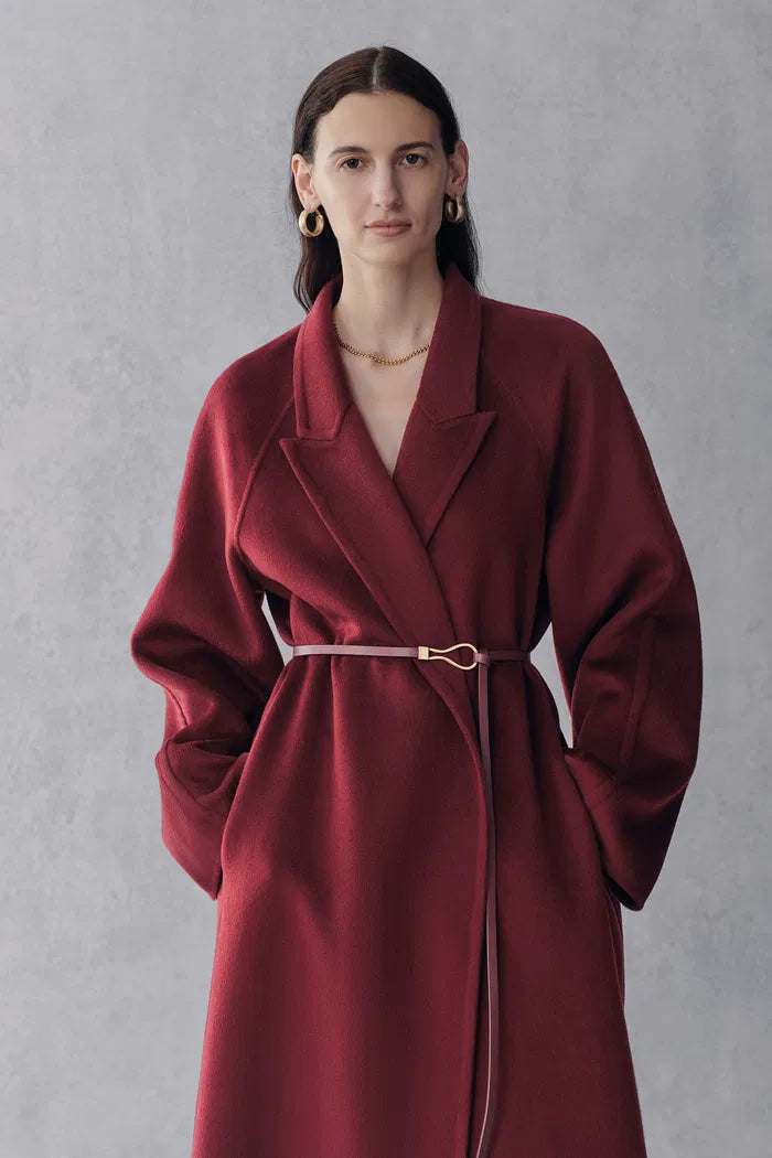 Ava Peaked Lapel Coat in Merino Cashmere Blend