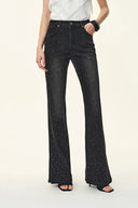 Gloria Side-Slit Flared Jeans in Microelastic Denim
