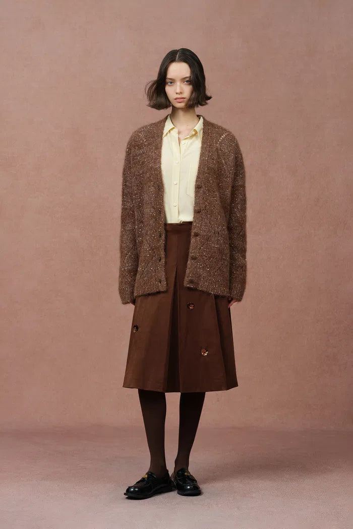 Lila Sequin Robe Style Cardigan in Alpaca Sequin Yarn