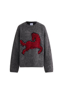 Quella Roter Pony Pullover mit überschnittenen Schultern aus Alpaka-Wollstrick