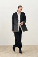 Aurora Gradient Herringbone Long Blazer in Merino Wool