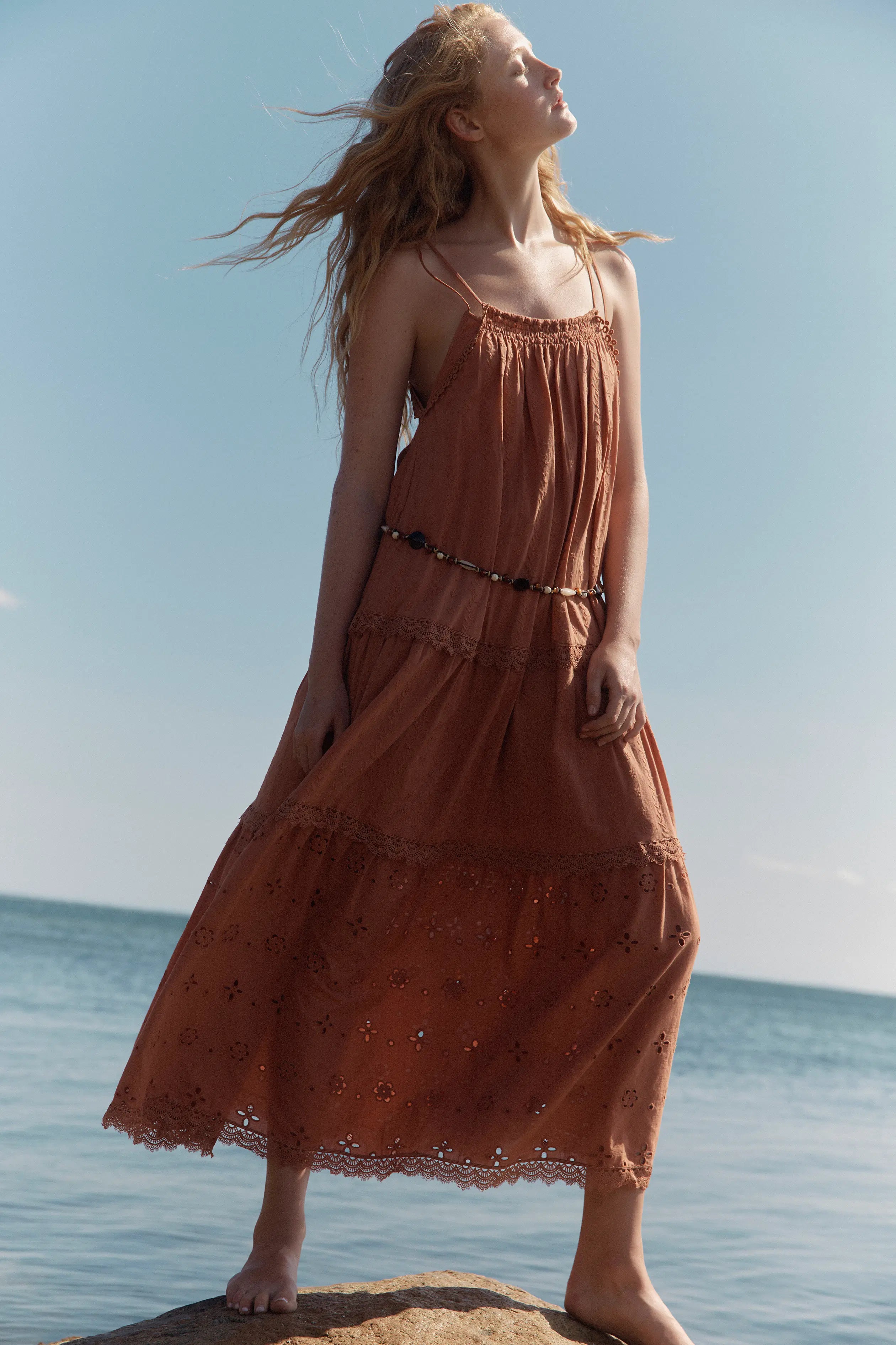 Celia Layered Strap Dress in Cotton Jacquard M