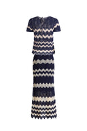 Top e gonna a contrasto all'uncinetto fatto a mano Cecilia in maglia di misto cotone-lino