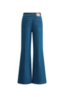 Jean évasé ceinturé Elly en denim coton couleur sarcelle