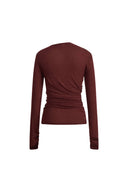 Edith Runched Long Sleeve Top in Lightweight Merino Wool Knit