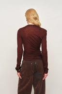 Edith Runched Long Sleeve Top in Lightweight Merino Wool Knit