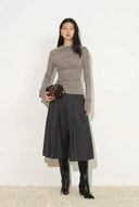 Edith Sculpted Look Gathering Long Sleeve Top in Merino Wool Knit