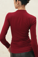 Edith Sculptural Ruched Top in Stretch Knit