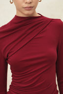 Edith Sculptural Ruched Top in Stretch Knit