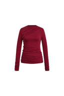 Edith Sculptural Ruched Top in Stretch Knit