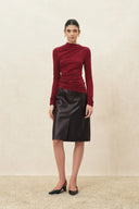 Edith Sculptural Ruched Top in Stretch Knit