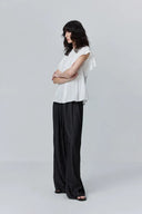 Louise Textured Loose Boho Pants in Wrinkled Satin